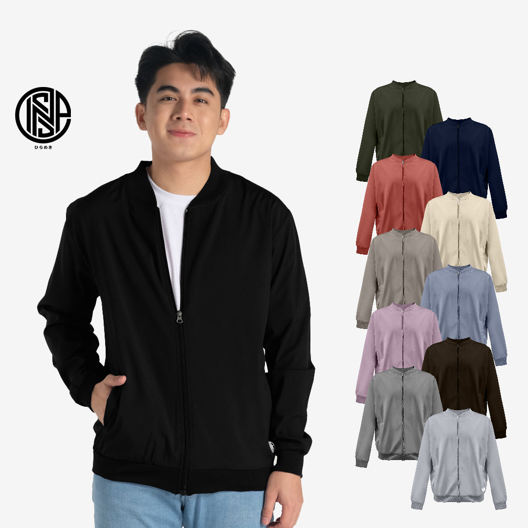 INSPI Originals bomber Jacket for Men 2023 Trendy Korean Style Blue Gray