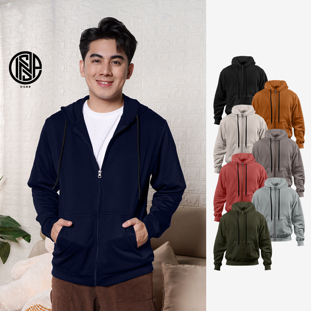 INSPI Plain Hoodie Jacket For Men with Pockets and Zipper Korean Tops For Women Caramel.