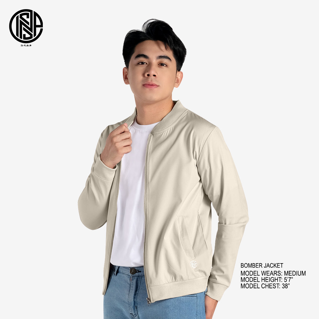 INSPI Originals bomber Jacket for Men 2023 Trendy Korean Style Light Khaki