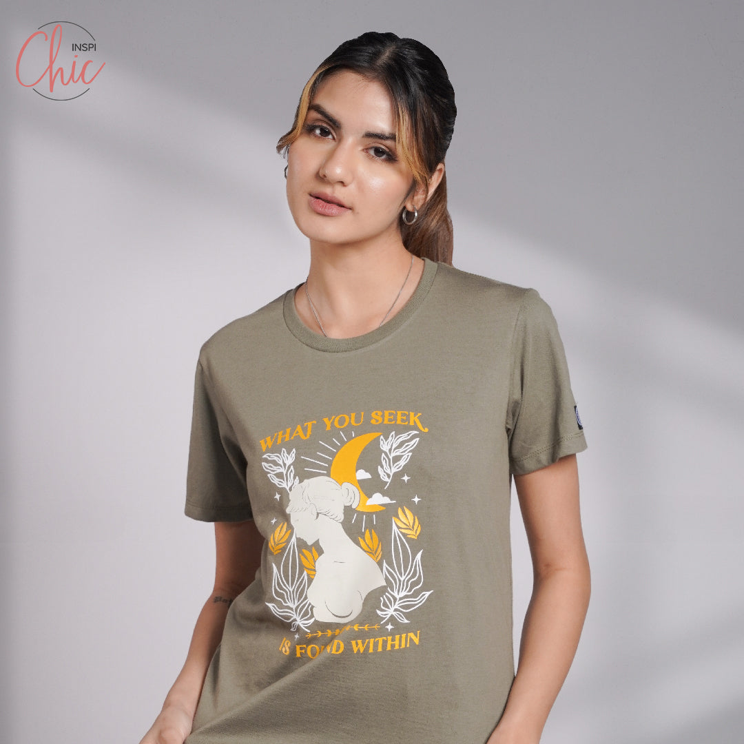 INSPI Chic Goddess Round Neck Graphic T Shirt for Women Korean Trendy Tops Women Tees Summer Outfit