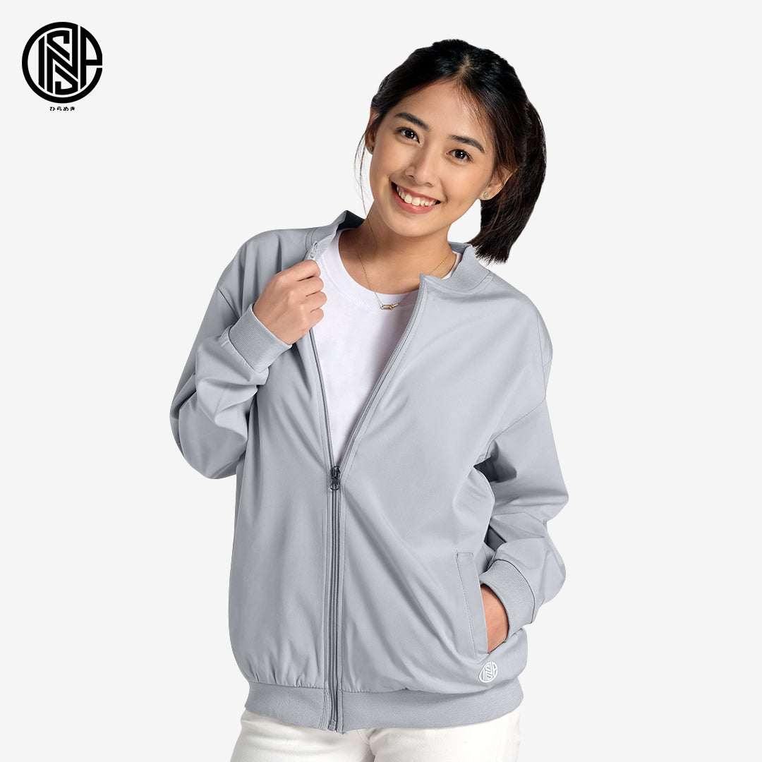 INSPI Originals bomber Jacket for Men 2023 Trendy Korean Style Light Gray