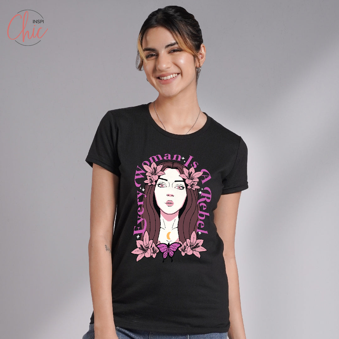 INSPI Chic Goddess Round Neck Graphic T Shirt for Women Korean Trendy Tops Women Tees Summer Outfit Rebel
