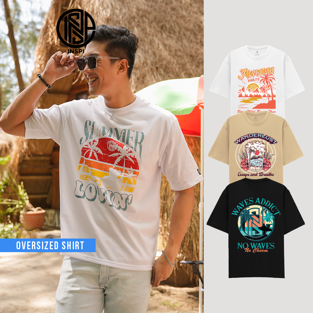 INSPI Make It Summer Oversized T Shirt for Men Korean Trendy Tops for Women Plus Size Summer Outfit Waves Addict