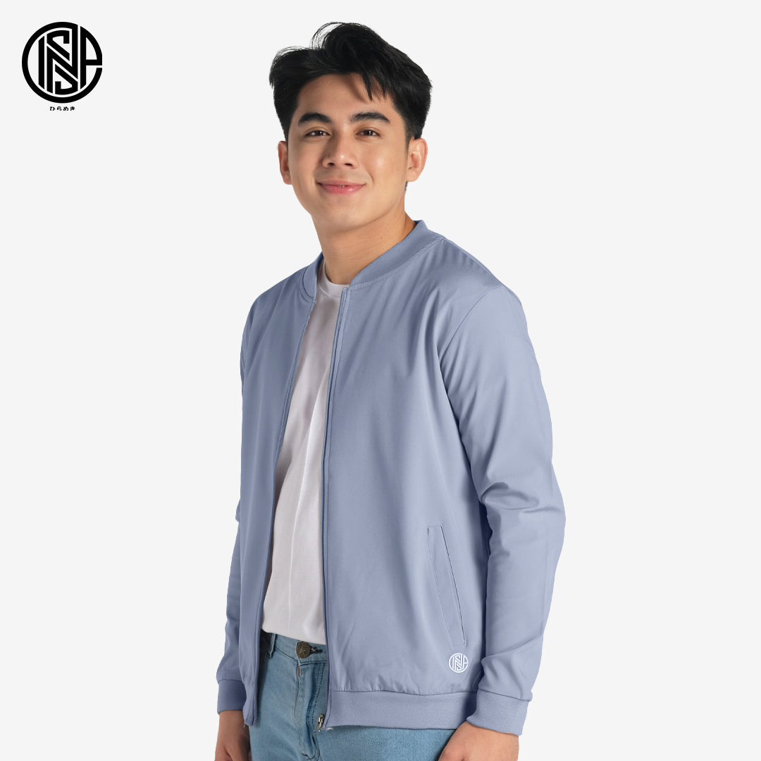 INSPI Originals bomber Jacket for Men 2023 Trendy Korean Style Blue Gray