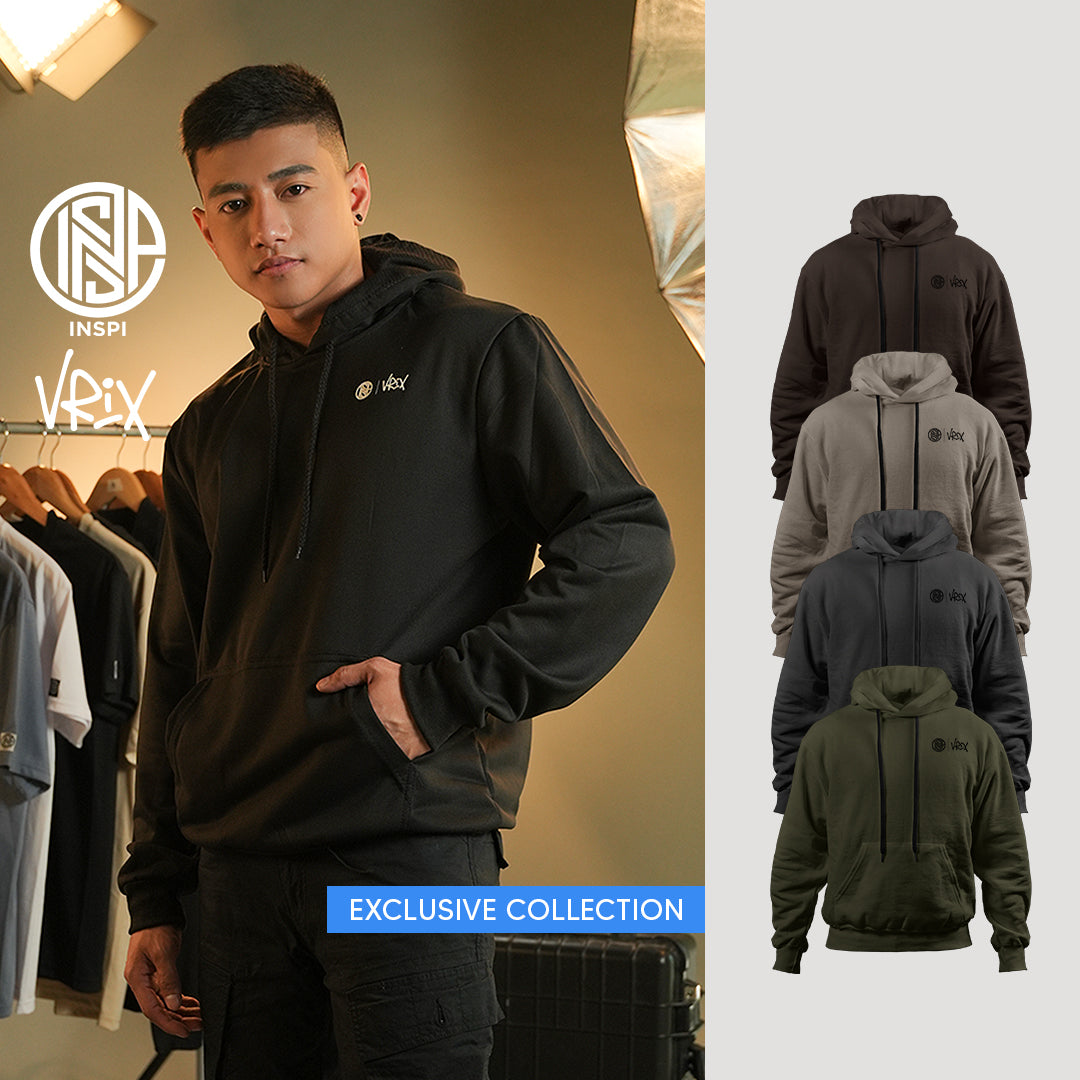 INSPI x Vrix Hoodie Jacket for Men w/ Pockets Plain Cotton Pullover Trendy Casual Jackets For Women
