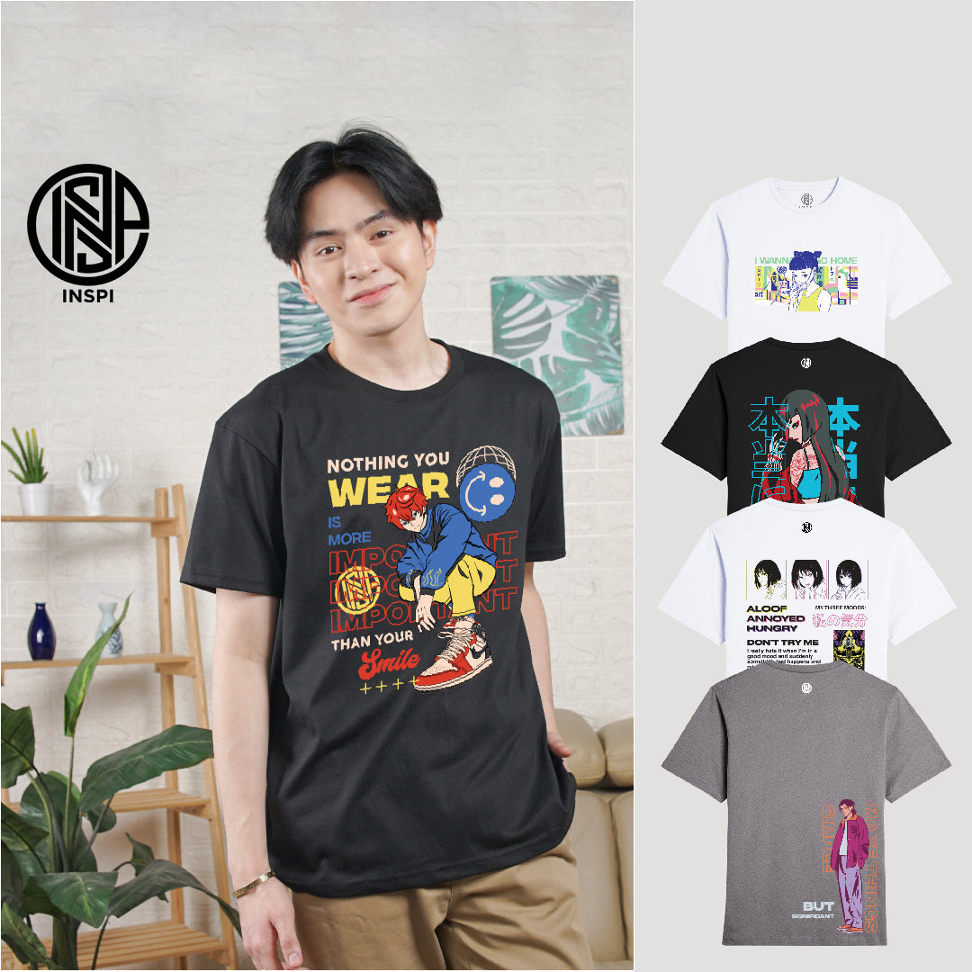 INSPI Tees Take The Risk Anime Statement Tshirt for Men Aesthetic Trendy Tops for Women Couple Shirt Graphic Tee