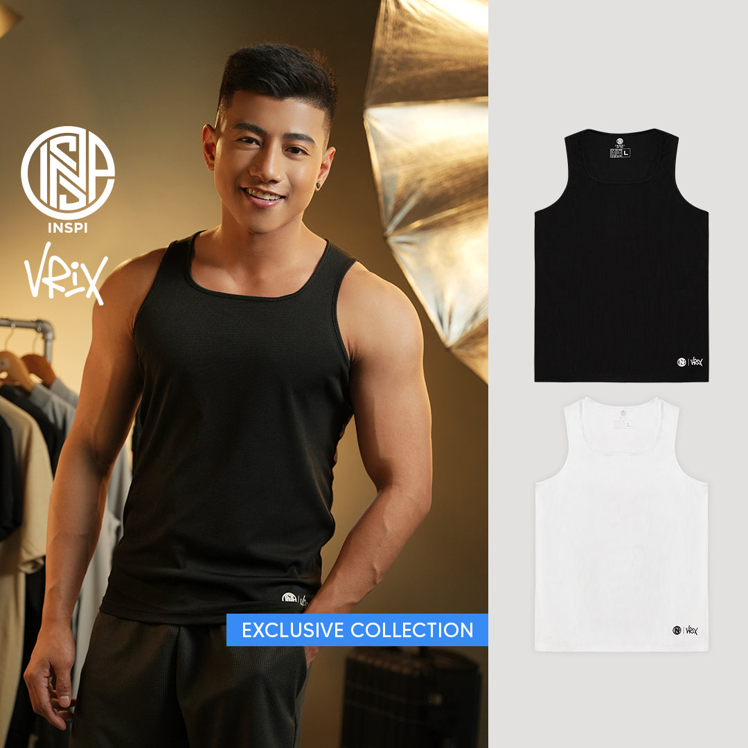 INSPI x Vrix Ribbed Sando for Men Gym Workout Outfit Mens Tanks White Tank Tops for Women