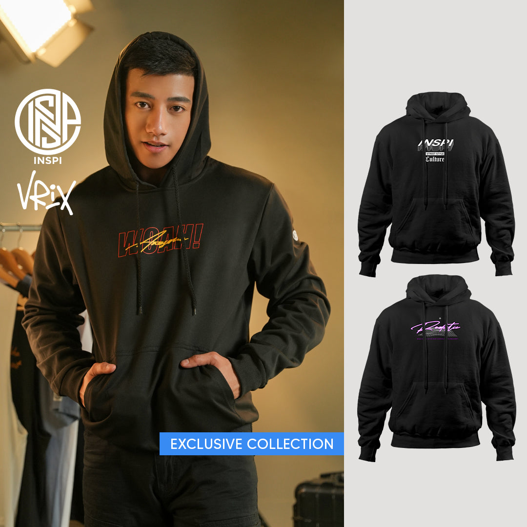 INSPI x Vrix Typographic Hoodie Jacket For Men w/ Pockets Printed Mens Hoodies Casual Tops For Women