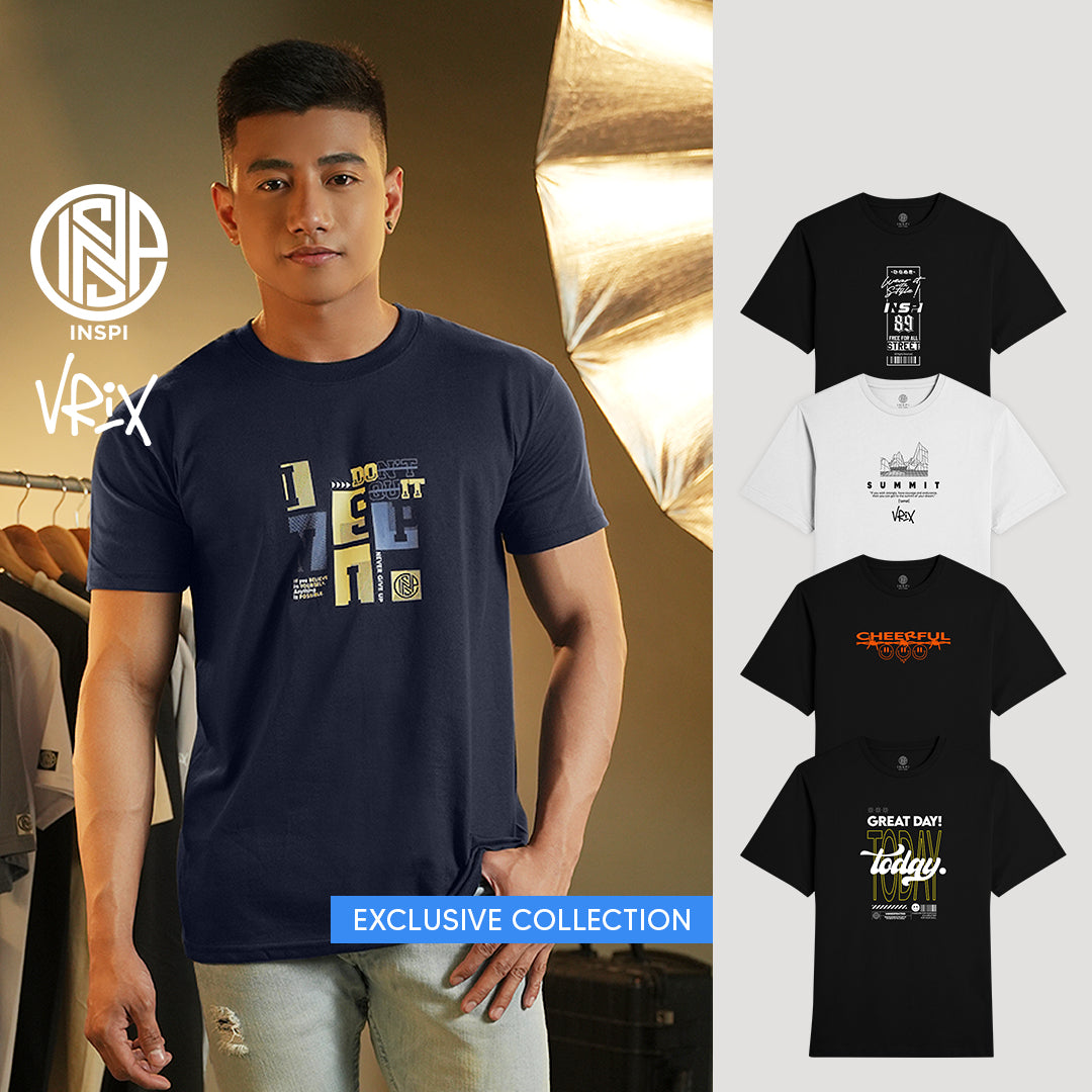 INSPI x Vrix Round Neck Free for all Tshirt For Men Graphic Tee Casual Fashion Mens Trendy Tops Korean Outfit