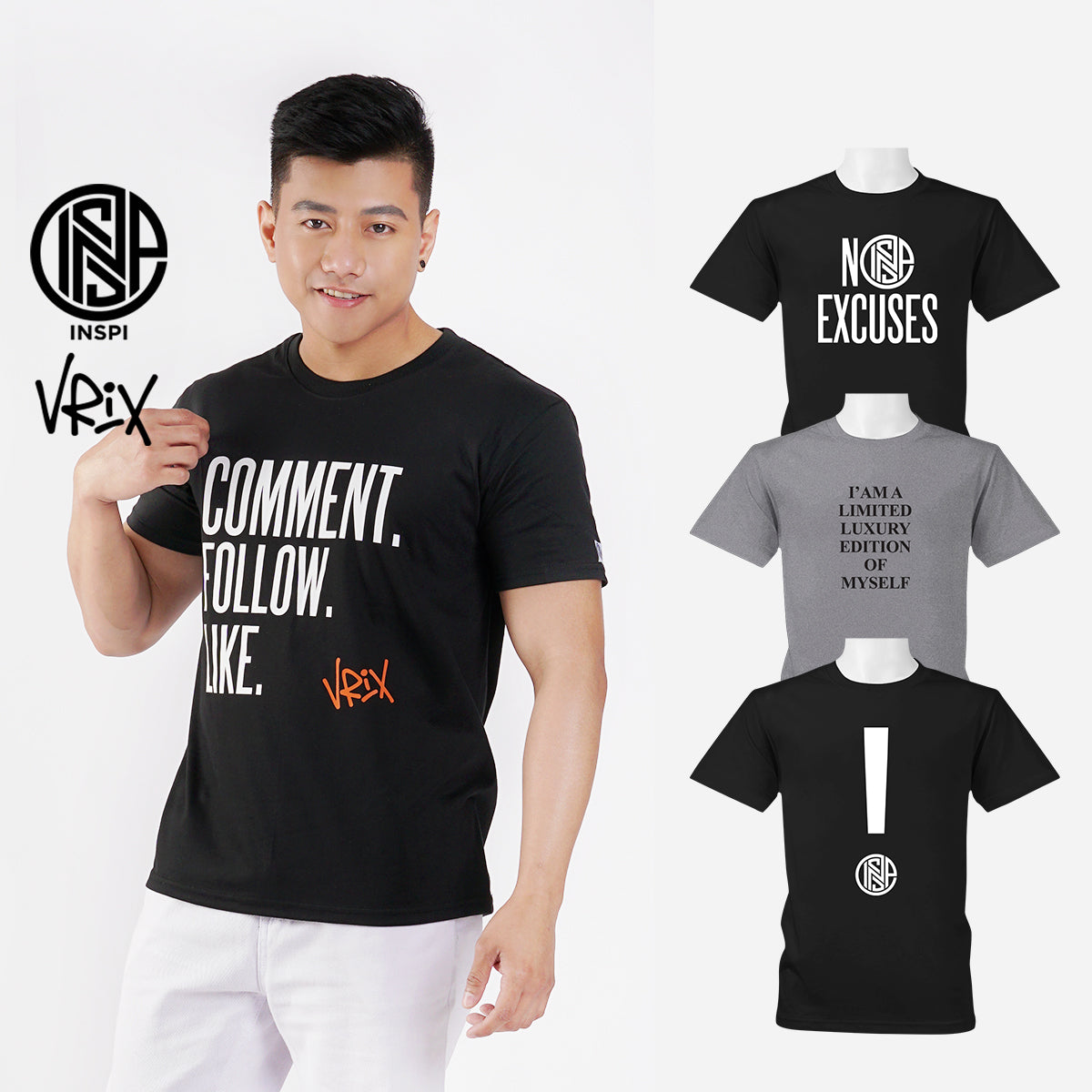 INSPI x Vrix Statement Tshirt For Men Collection Minimalist Graphic Shirt Casual Aesthetic Tees Printed Couple Shirts