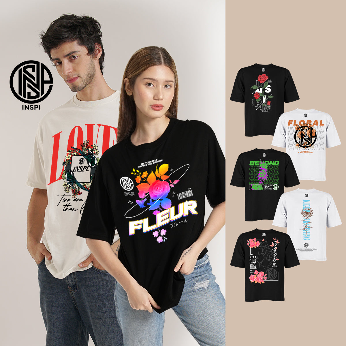 INSPI Floral Street Oversized Keep Growing Tshirt