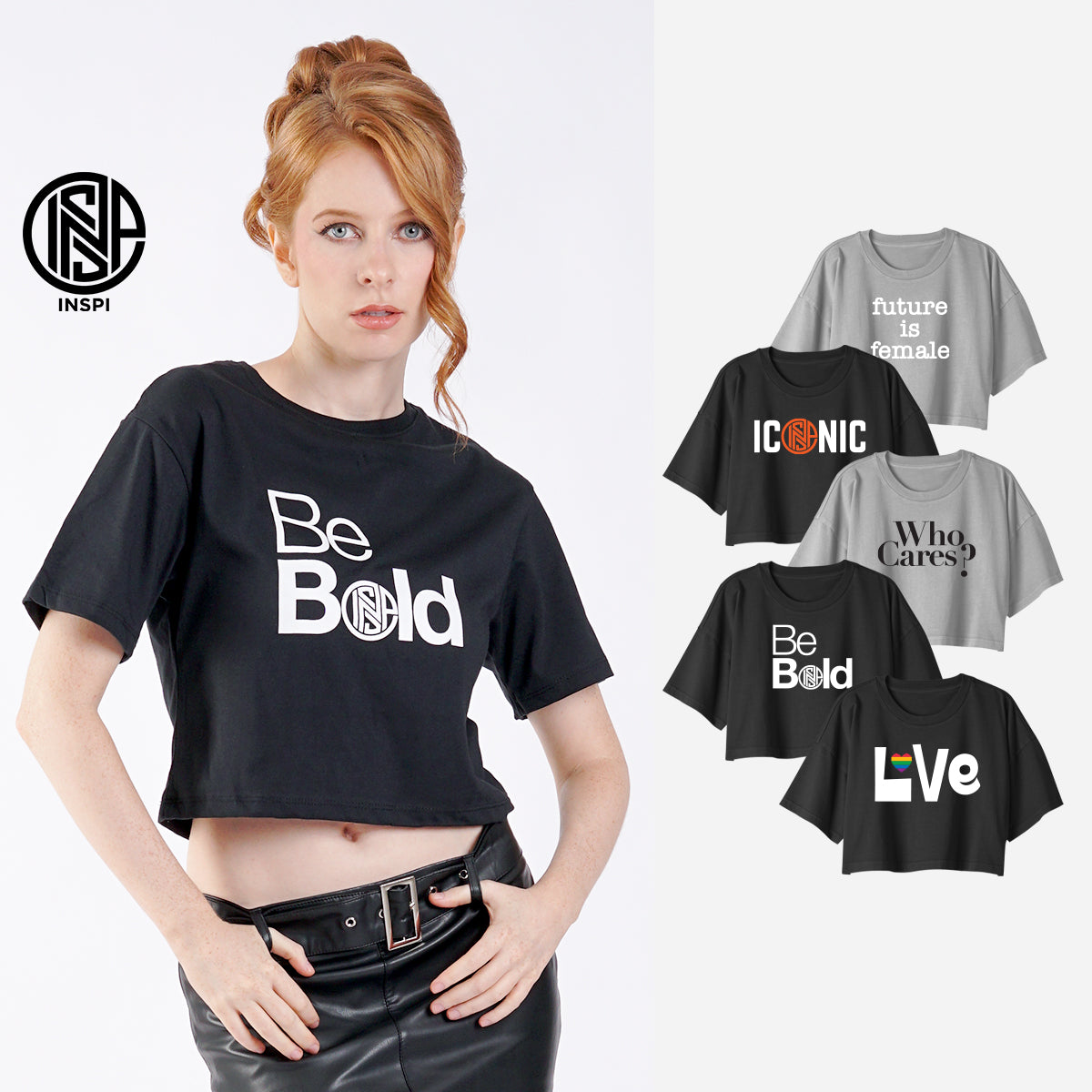 INSPI Originals Creators Crop Tops For Women Collection Statement Loose Fit Printed Round Neck Outfit Statements