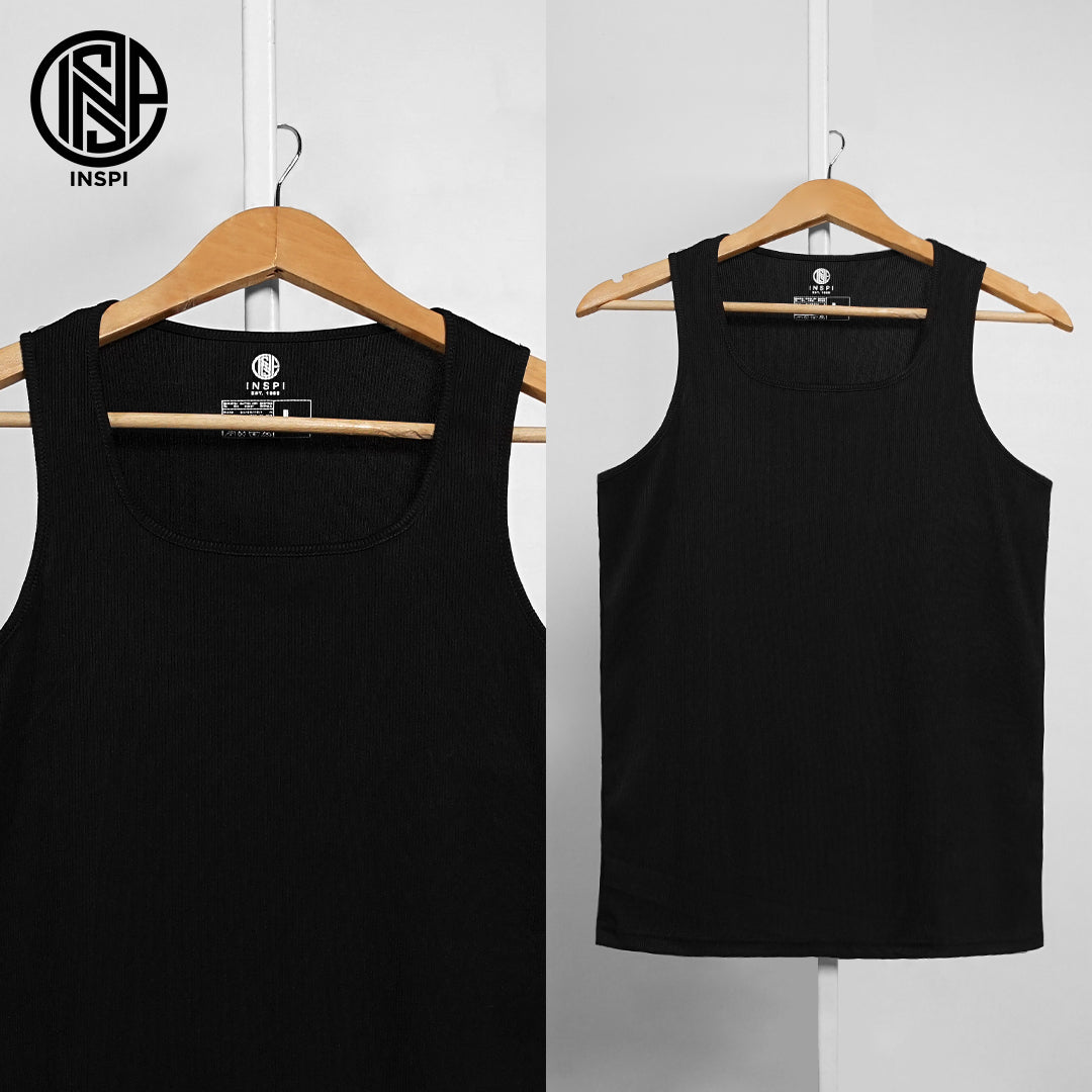 INSPI Gym Ribbed Sando For Men Body Fit Sleeveless Muscle Tank Top For Women Black White Collection Basic Activewear