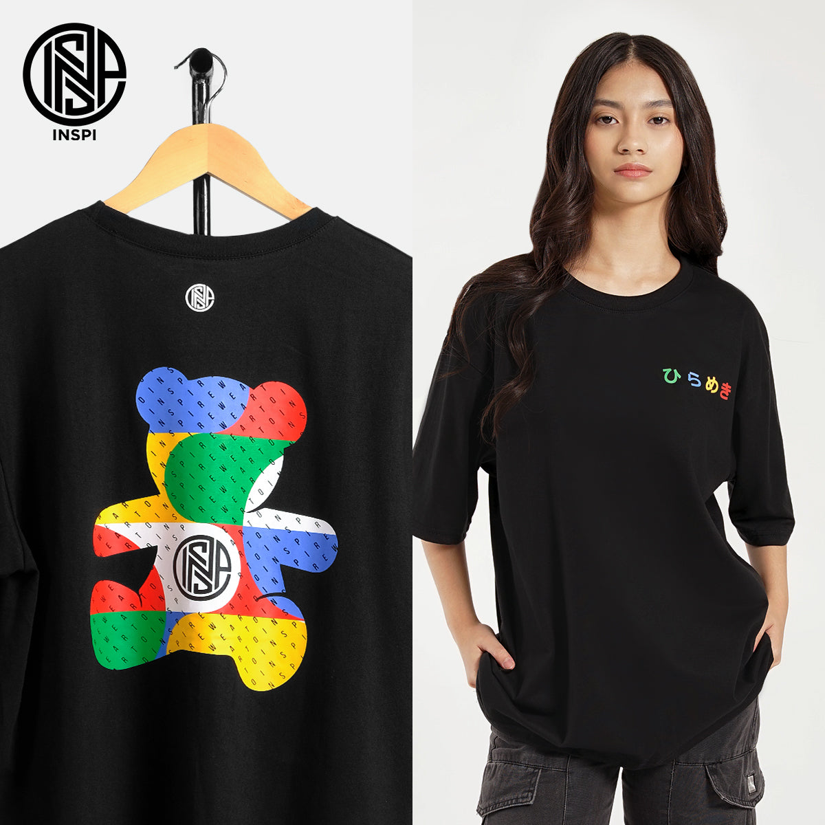 INSPI Originals Bear Oversized Tshirt Rainbow Tees