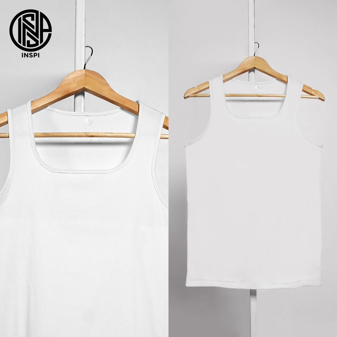 INSPI Gym Ribbed Sando For Men Body Fit Sleeveless Muscle Tank Top For Women Black White Collection Basic Activewear