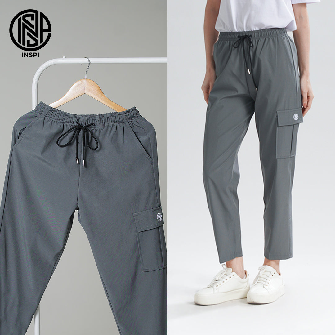 INSPI Cargo Pants Khaki for Men Women with Pocket and Drawstring Straight Cut Plain Trouser Pant Pantalon