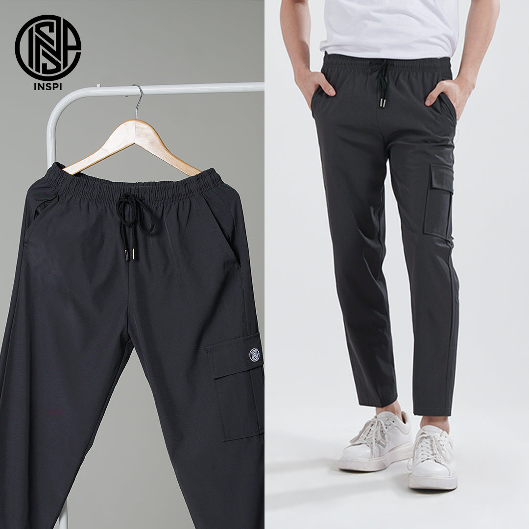 INSPI Cargo Pants Khaki for Men Women with Pocket and Drawstring Straight Cut Plain Trouser Pant Pantalon