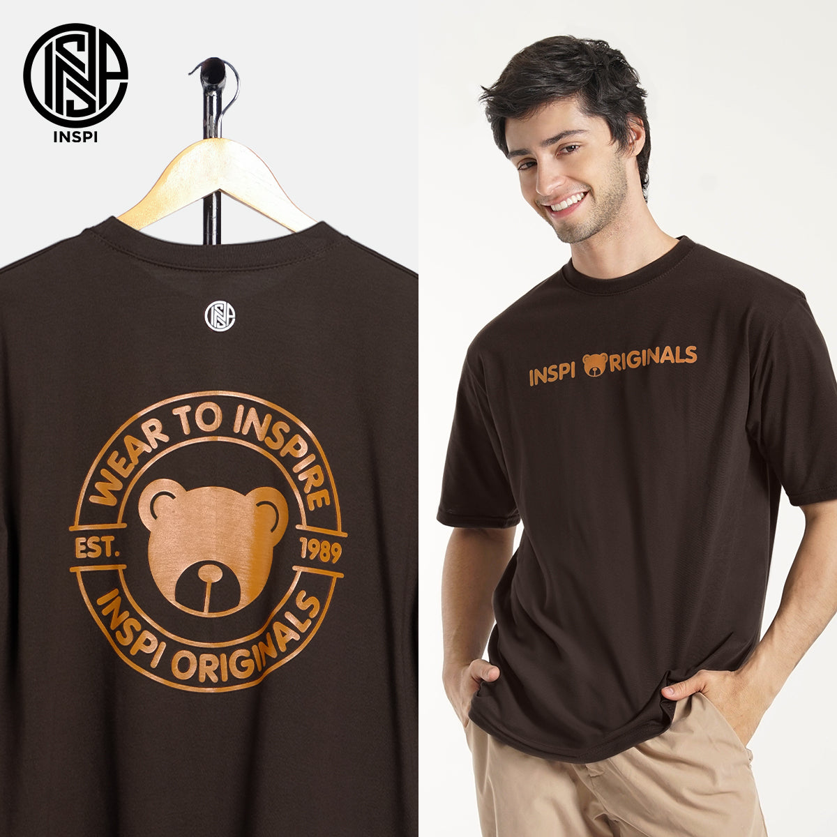 INSPI Originals Bear Oversized Tshirt Badge Tees