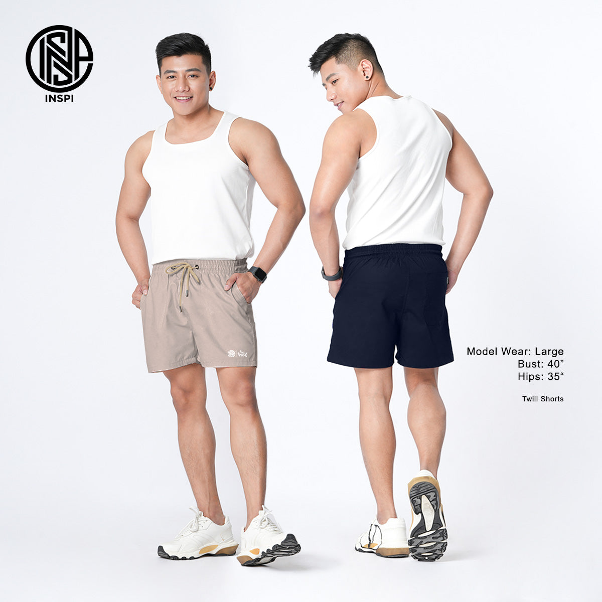 INSPI x Vrix Twil Shorts with Drawstring and Pockets Mocha