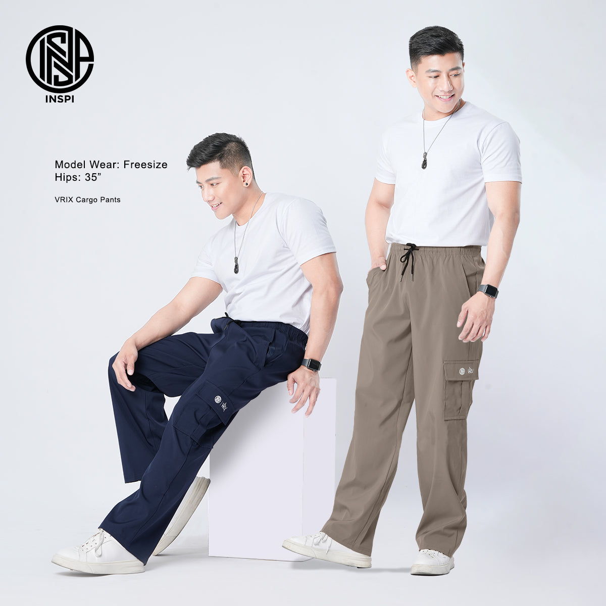 INSPI x Vrix Cargo Pants with Drawstring and Pockets.