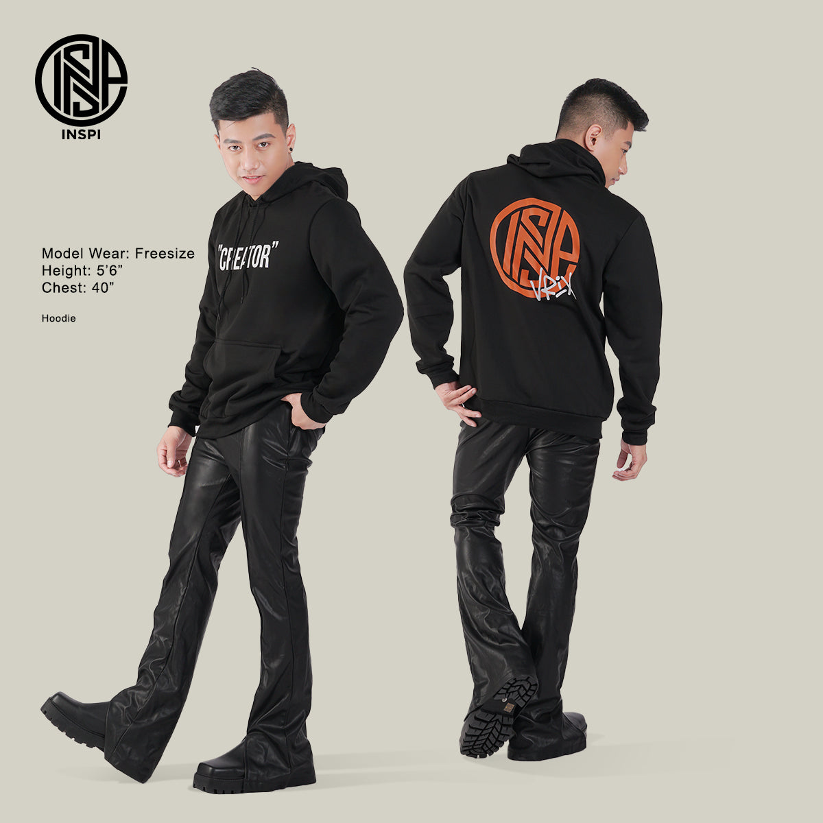 INSPI x Vrix Hoodie Jacket For Men w/ Pockets Minimalist Graphic Print Pullover For Women Printed Hoodies Collection