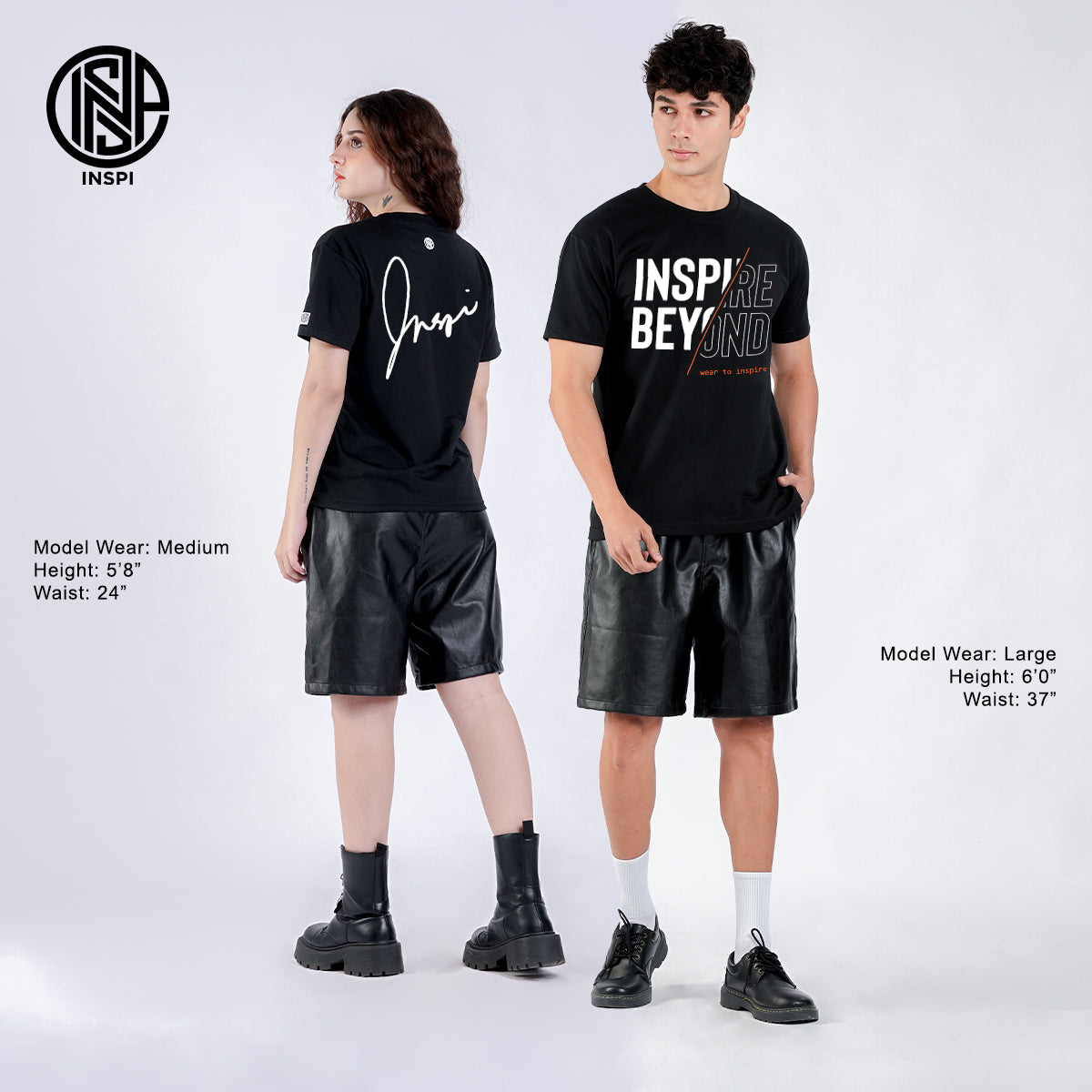 INSPI Signature Collection Round Neck Printed Tshirt For Men Minimalist Graphic Outfits For Women Graphic Black Tops