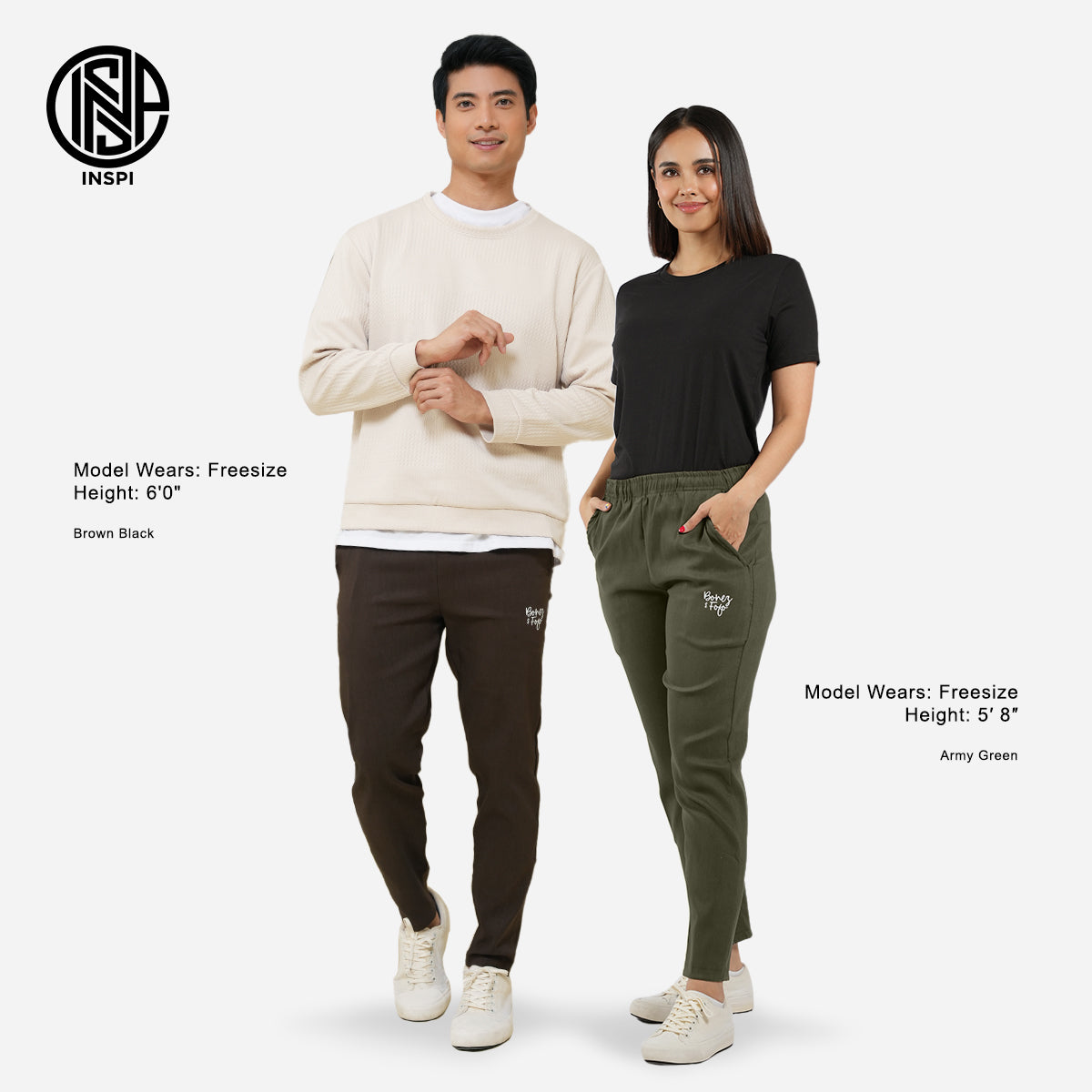 INSPI x Bonez & Fofo Trouser Pants for Men and Women with Side Pockets and Drawstring Collection High Waist Pant Pantalon