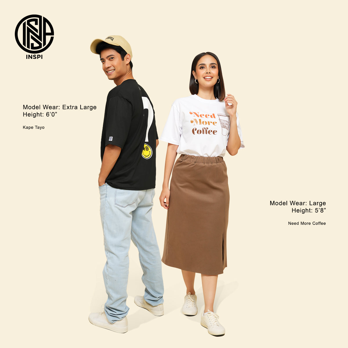 INSPI x Bonez & Fofo Oversized Shirt for Men and Women Plus Size Graphic Printed Tops Collection Loose Fit Couple Tees