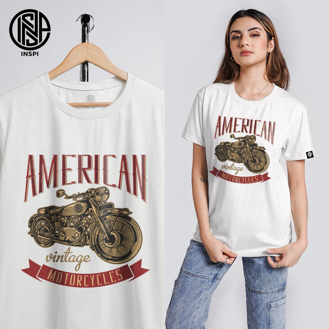 INSPI Motorbike Collection Graphic Tshirt for Men Korean Trendy Tops For Women Summer Printed Tees American Motorcycle