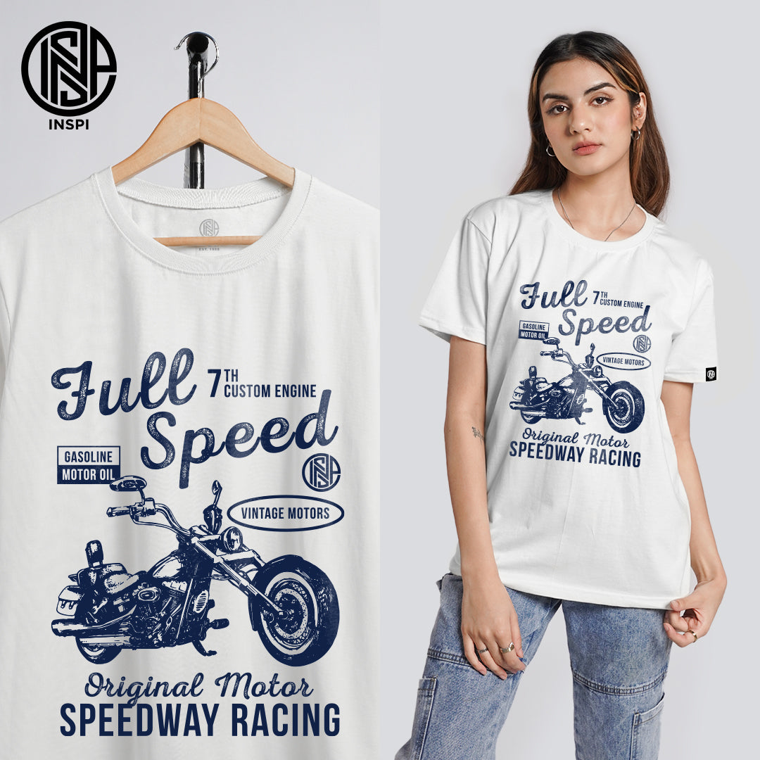 INSPI Motorbike Collection Graphic Tshirt for Men Korean Trendy Tops For Women Summer Printed Tees Full Speed