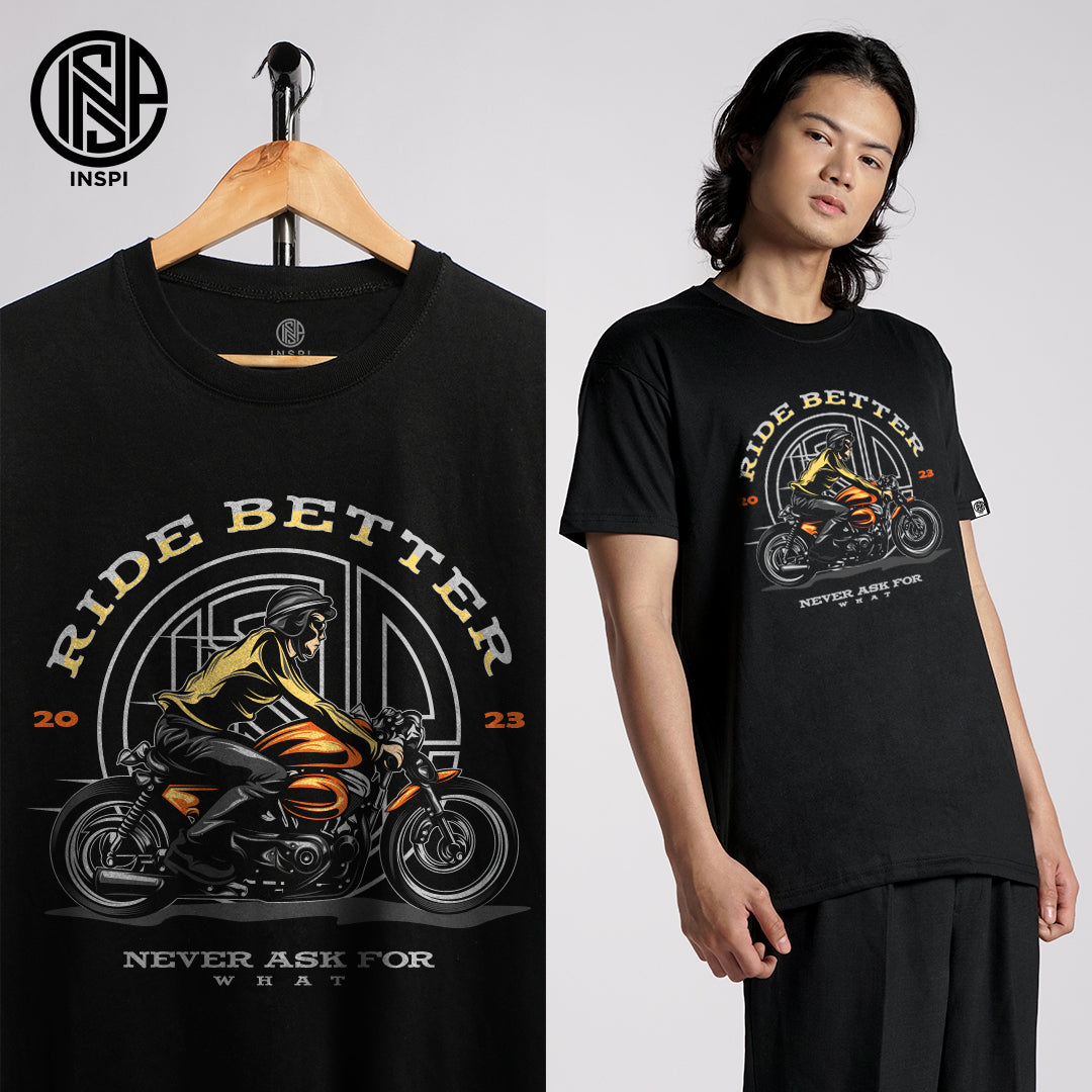 INSPI Motorbike Collection Graphic Tshirt for Men Korean Trendy Tops For Women Summer Printed Tees Ride Better