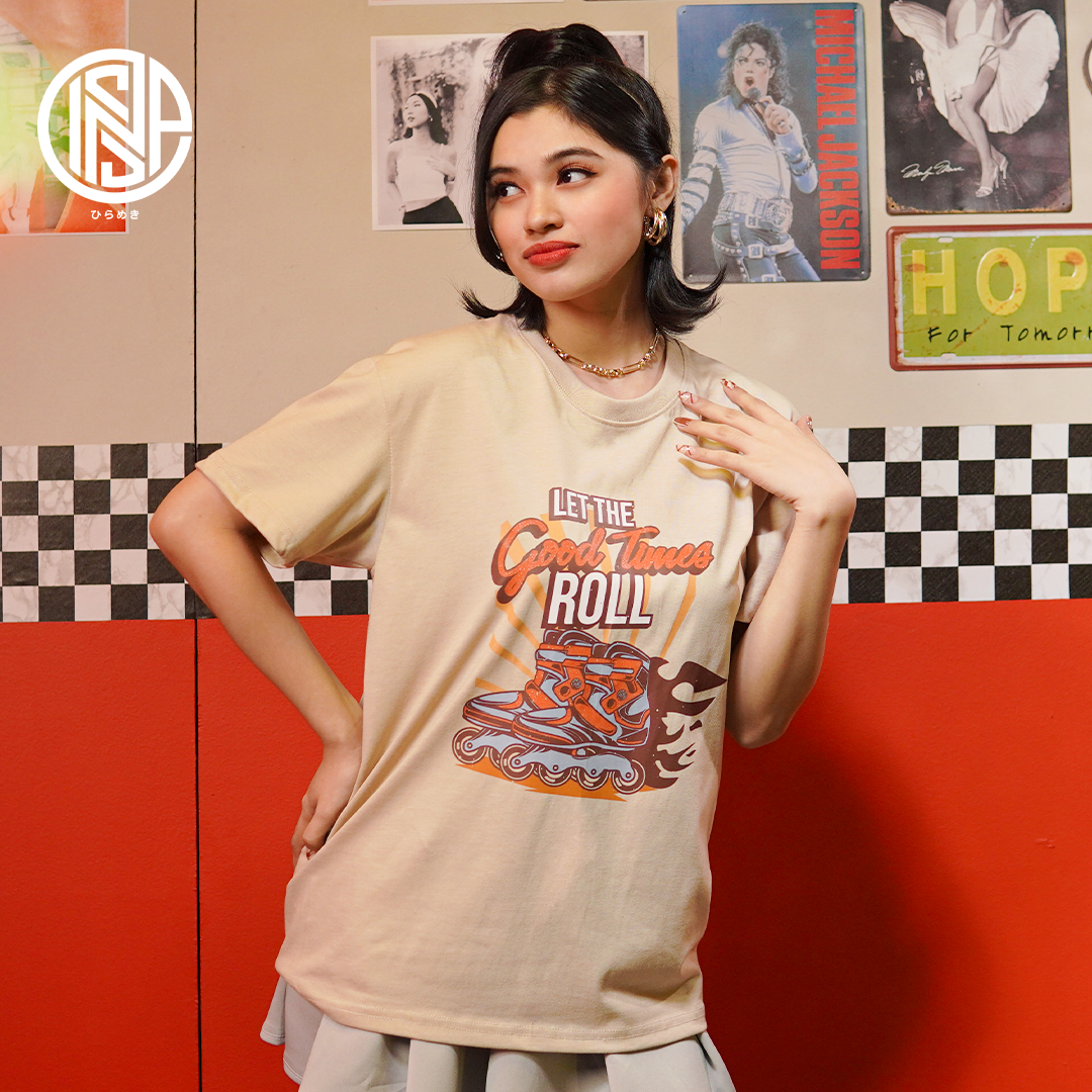 INSPI Vintage Skaters Good Times Tshirt for Women Korean Trendy Top Aesthetic Shirt Tops for Women Graphic Tee