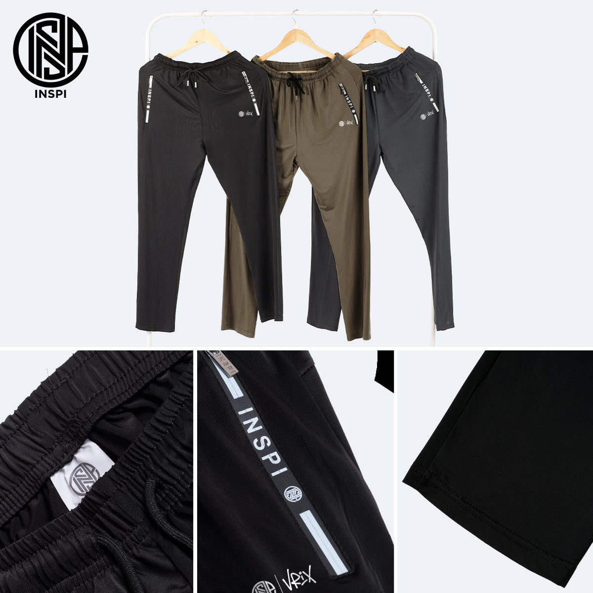 INSPI x Vrix Ice Silk Pants with Drawstring and Pockets Gray