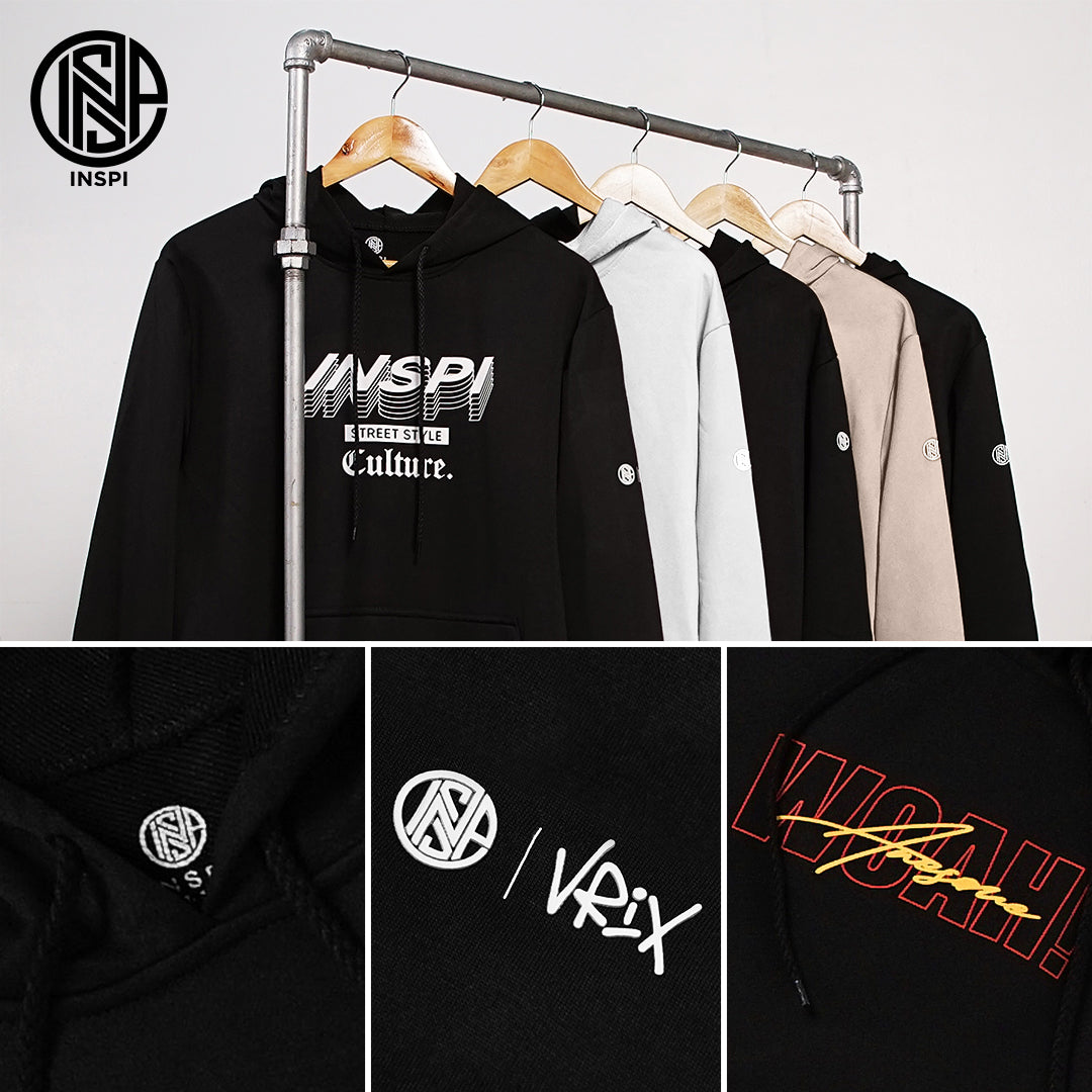INSPI x Vrix Typographic Hoodie Jacket For Men w/ Pockets Printed Mens Hoodies Casual Tops For Women