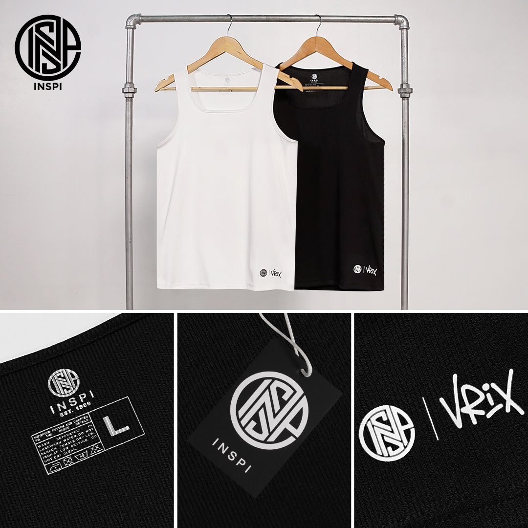 INSPI x Vrix Ribbed Sando for Men Gym Workout Outfit Mens Tanks White Tank Tops for Women