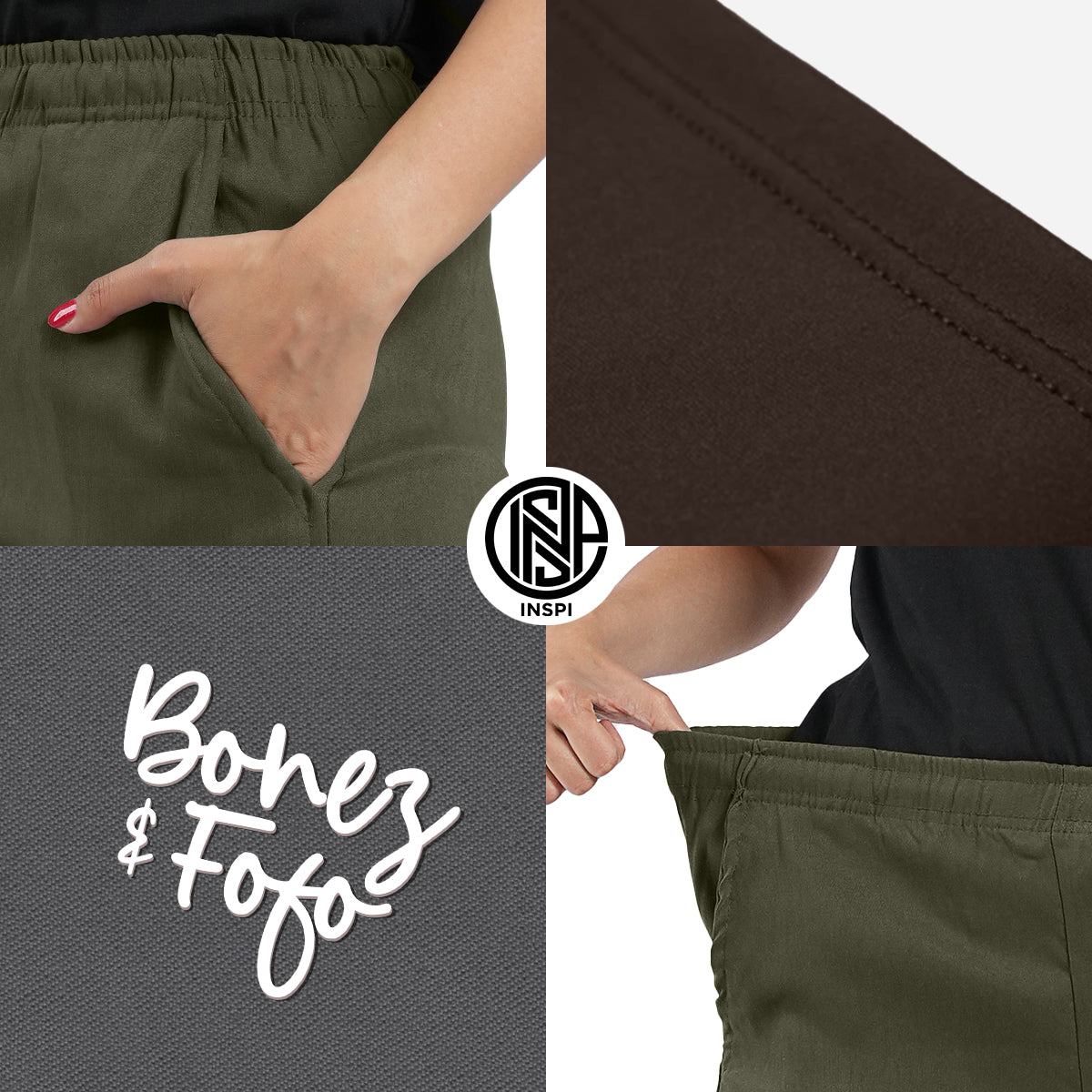 INSPI x Bonez & Fofo Trouser Pants for Men and Women with Side Pockets and Drawstring Collection High Waist Pant Pantalon
