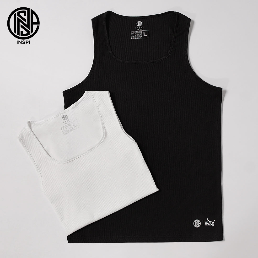 INSPI x Vrix Ribbed Sando for Men Gym Workout Outfit Mens Tanks White Tank Tops for Women
