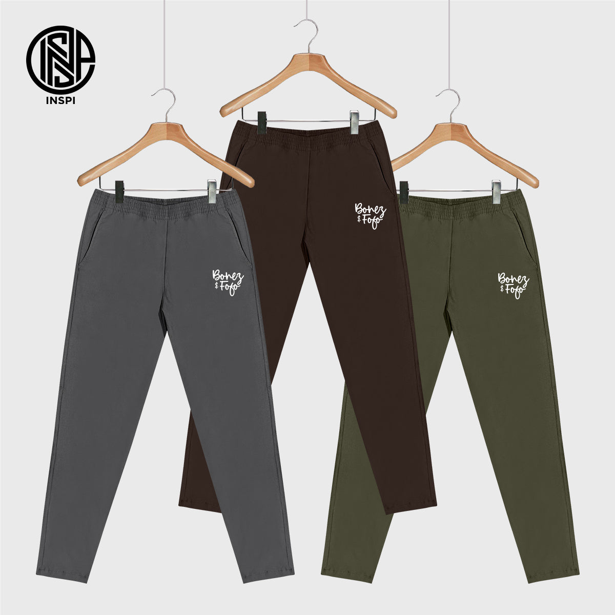 INSPI x Bonez & Fofo Trouser Pants for Men and Women with Side Pockets and Drawstring Collection High Waist Pant Pantalon