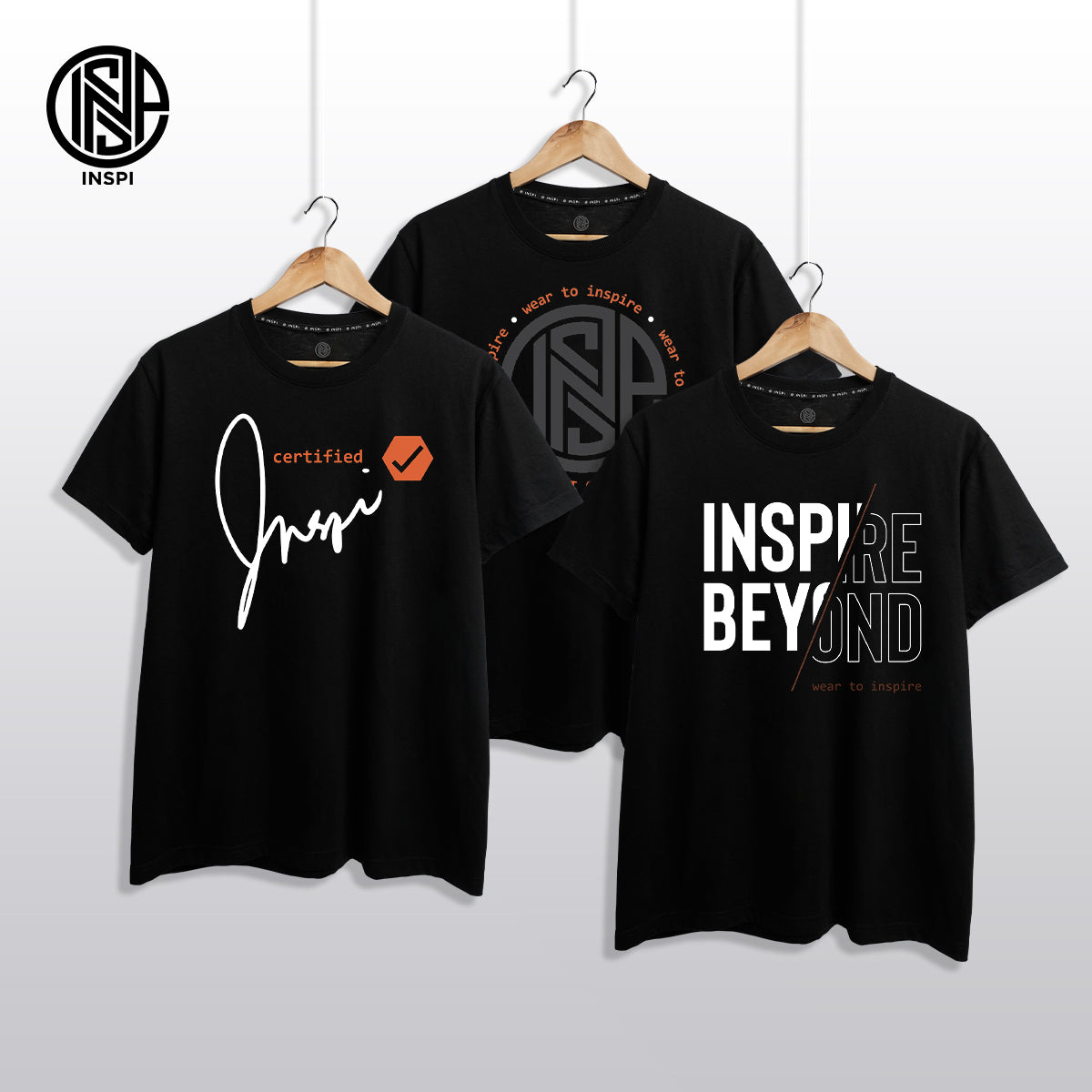 INSPI Signature Collection Round Neck Printed Tshirt For Men Minimalist Graphic Outfits For Women Graphic Black Tops