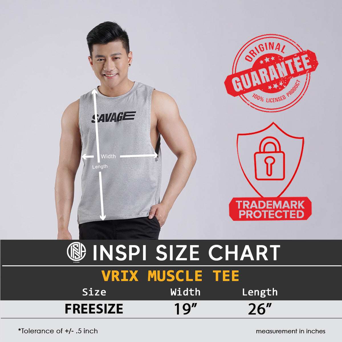 INSPI x Vrix Muscle Tee For Men Printed Sleeveless Tank Top Sando Minimalist Inspired Activewear Mens Gym Clothes