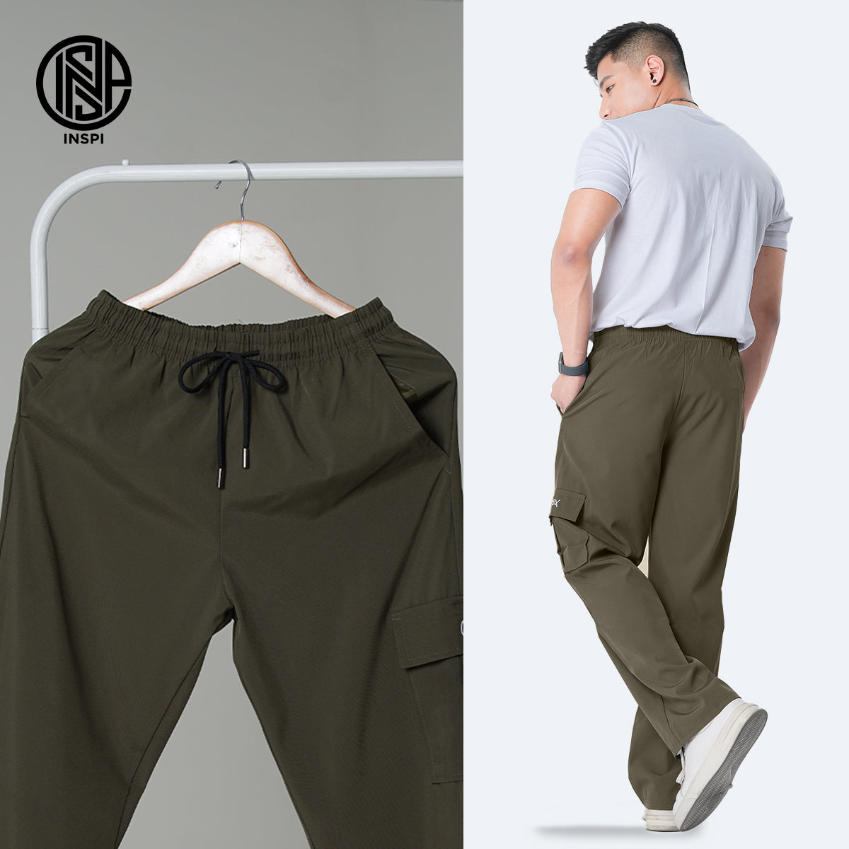 INSPI x Vrix Cargo Pants with Drawstring and Pockets.