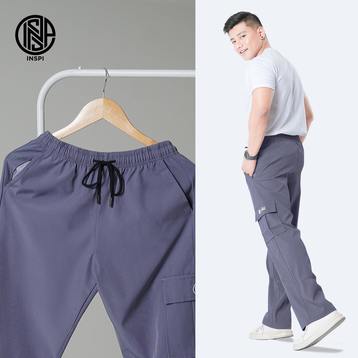 INSPI x Vrix Cargo Pants with Drawstring and Pockets.