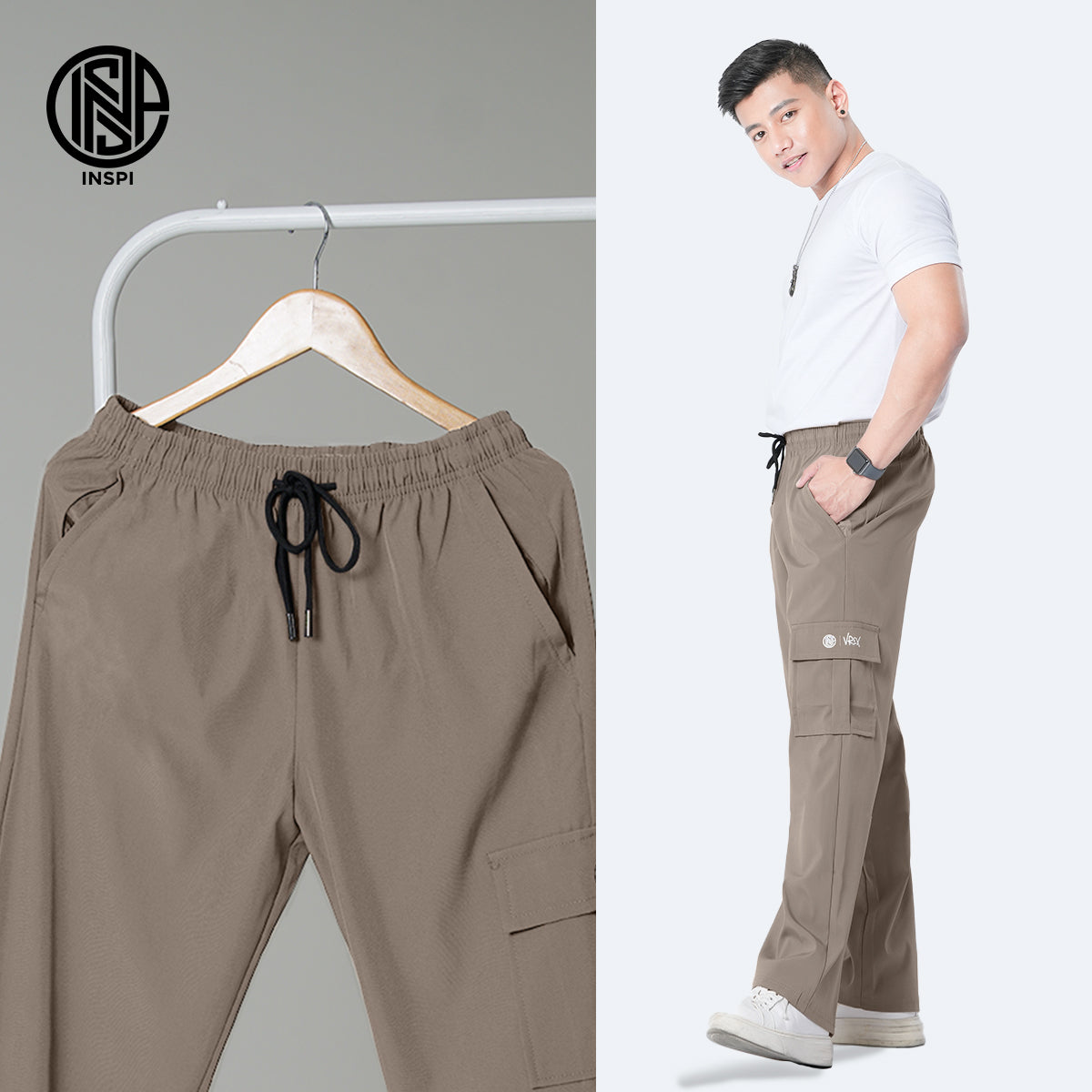 INSPI x Vrix Cargo Pants with Drawstring and Pockets.