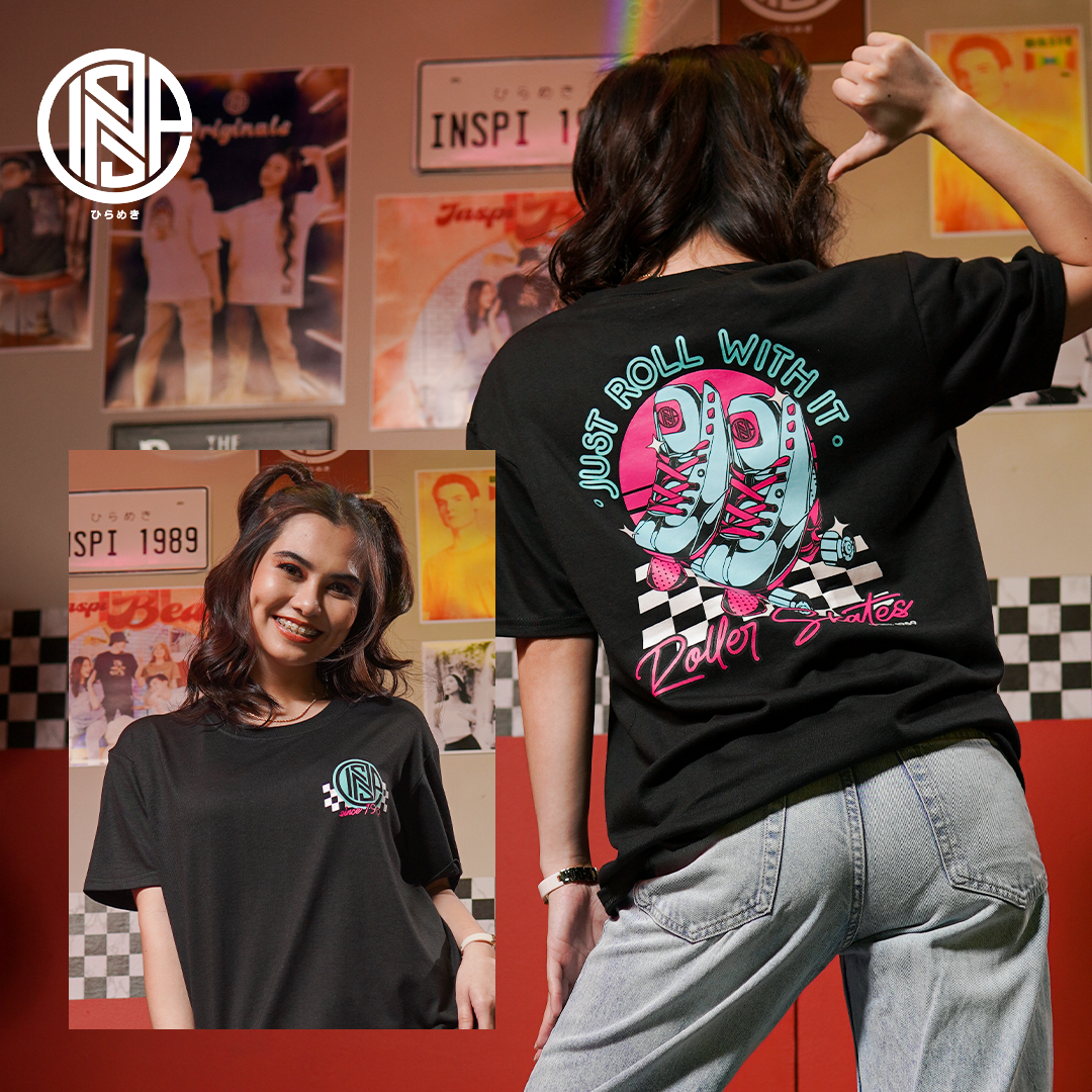 INSPI Vintage Skaters Roll With It Tshirt for Women Korean Trendy Top Aesthetic Shirt Tops for Women Graphic Tee