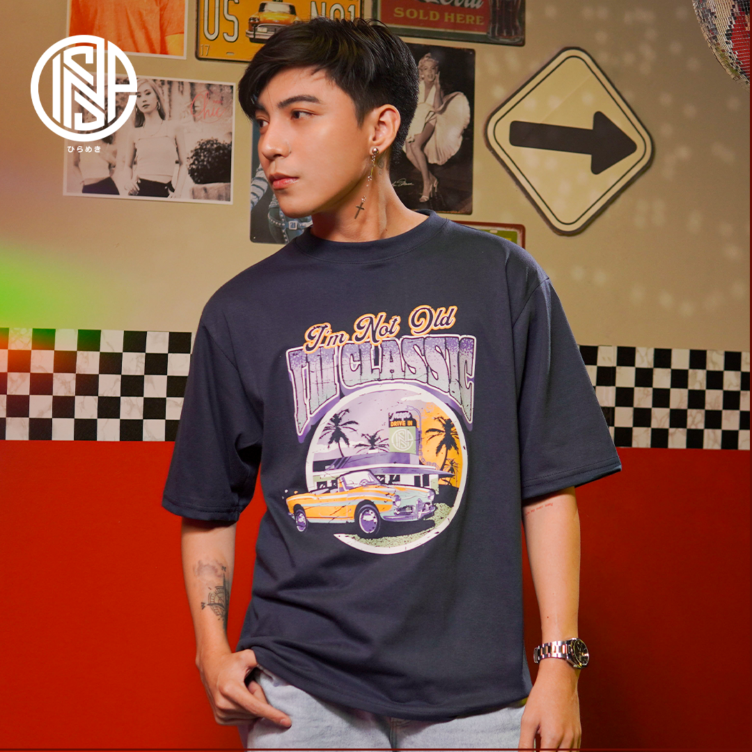 INSPI Vintage Classic Oversized Shirt for Men and Women Casual Crew Neck Plus Size Korean Top Trendy Tops