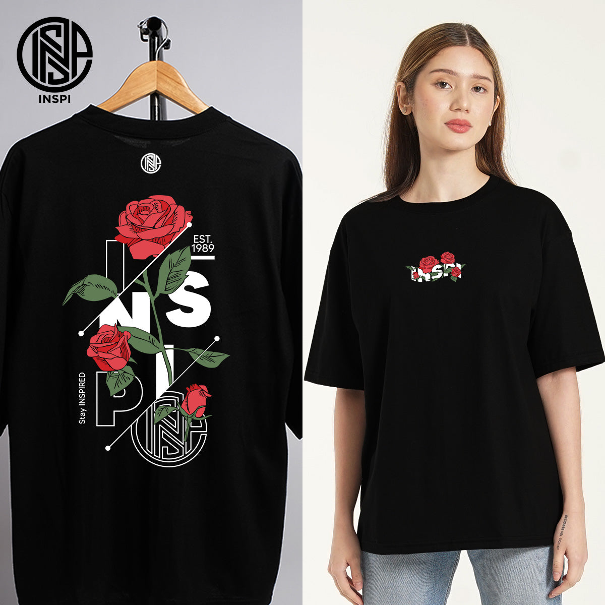 INSPI Floral Street Oversized Stay Inspired Tshirt