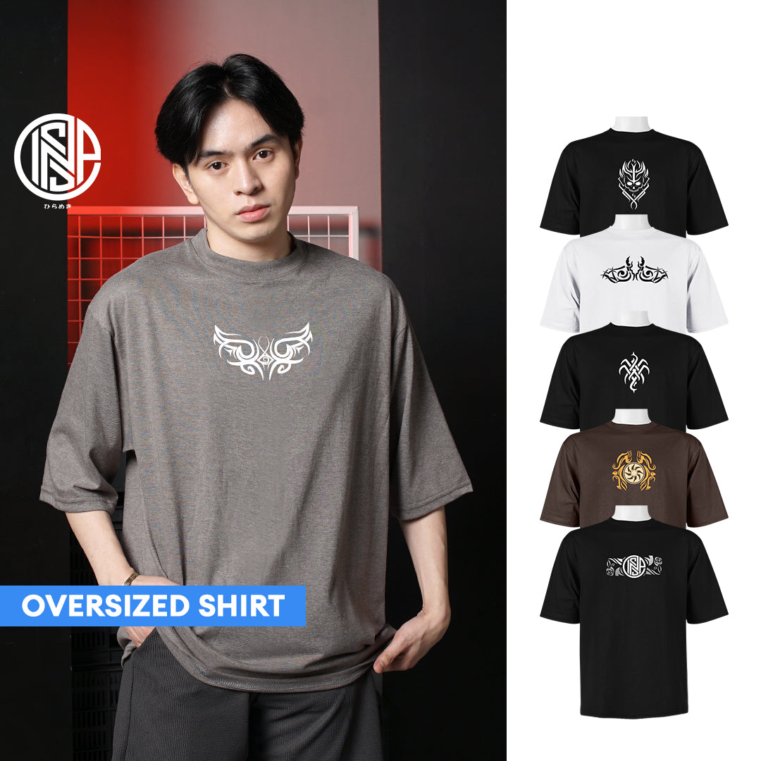 INSPI Tribal Oversized Sharingan Tshirt for Men Couple Shirt Plus Size Top Graphic Tees Trendy Tops for Women