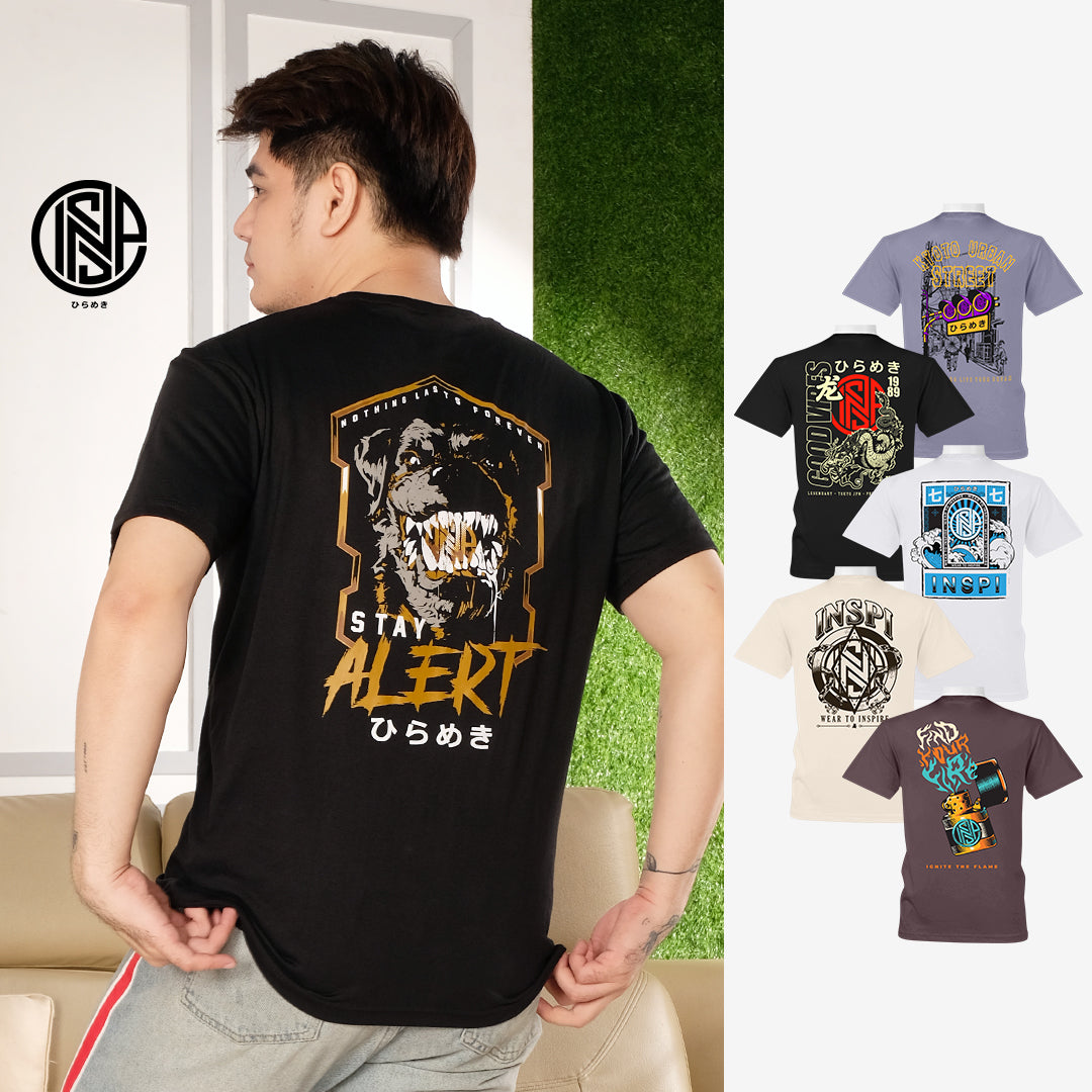 INSPI Originals Street Stay Alert Tshirt for Men Minimalist Pastel Streetwear Trendy Tops for Women Graphic Tee