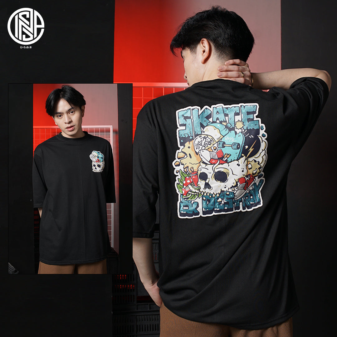 INSPI Skater Oversized Skate and Destroy Tshirt for Men Trendy Tops for Women Couple Shirt Plus Size Top Graphic Tees