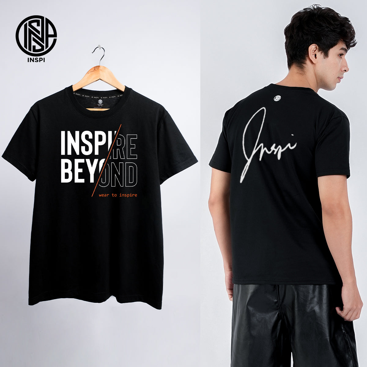 INSPI Signature Collection Round Neck Printed Tshirt For Men Minimalist Graphic Outfits For Women Graphic Black Tops
